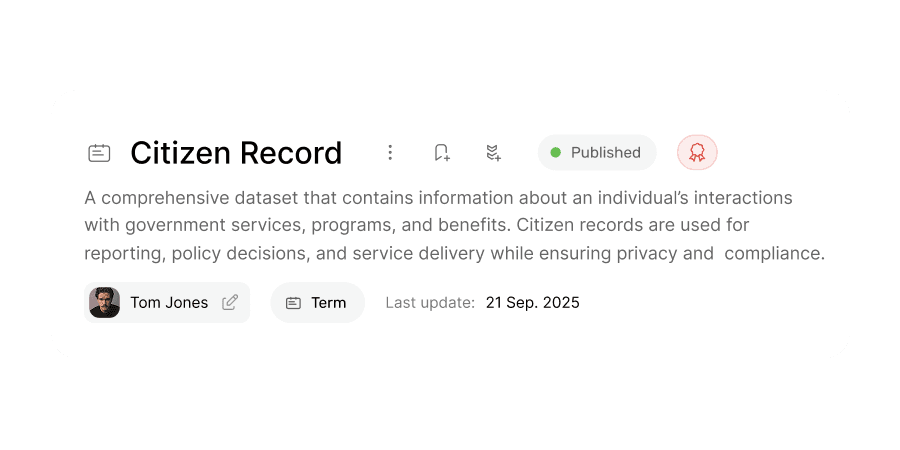 Business glossary<br>for consistent definitions