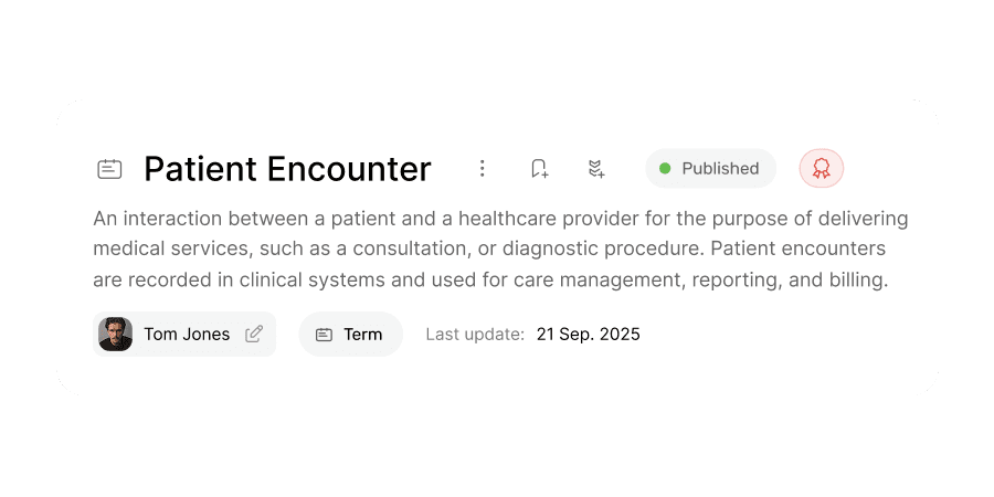 Business glossary<br>for clinical and operational metrics
