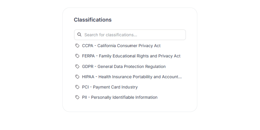 Use built-in classifications for major regulations