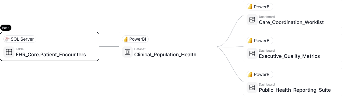 End-to-end data lineage<br>for patient & operational reporting