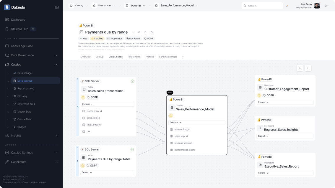Dataedo Data Catalog Interface