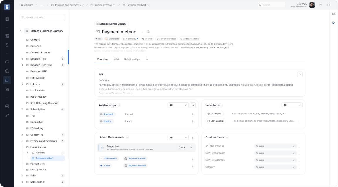 Dataedo Data Catalog Interface